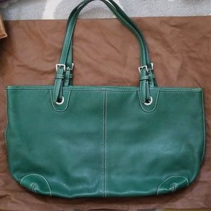 Michael Kors green leather tote bag
